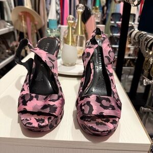 Alice + Olivia Pink and Black Leopard Wedges